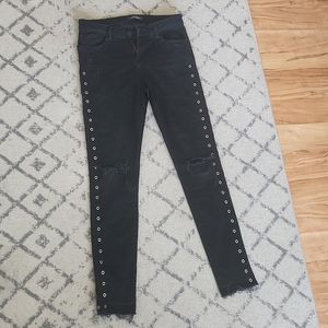 ETIENNE MARCEL Black Distressed Skinny Jeans Size 27